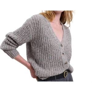 NEW HARTFORD monia v-neck cardigan in heather grey